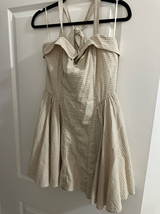 Zara Dresses & Skirts - Zara Gingham Fit-and-Flare Button Front Sundress in Beige